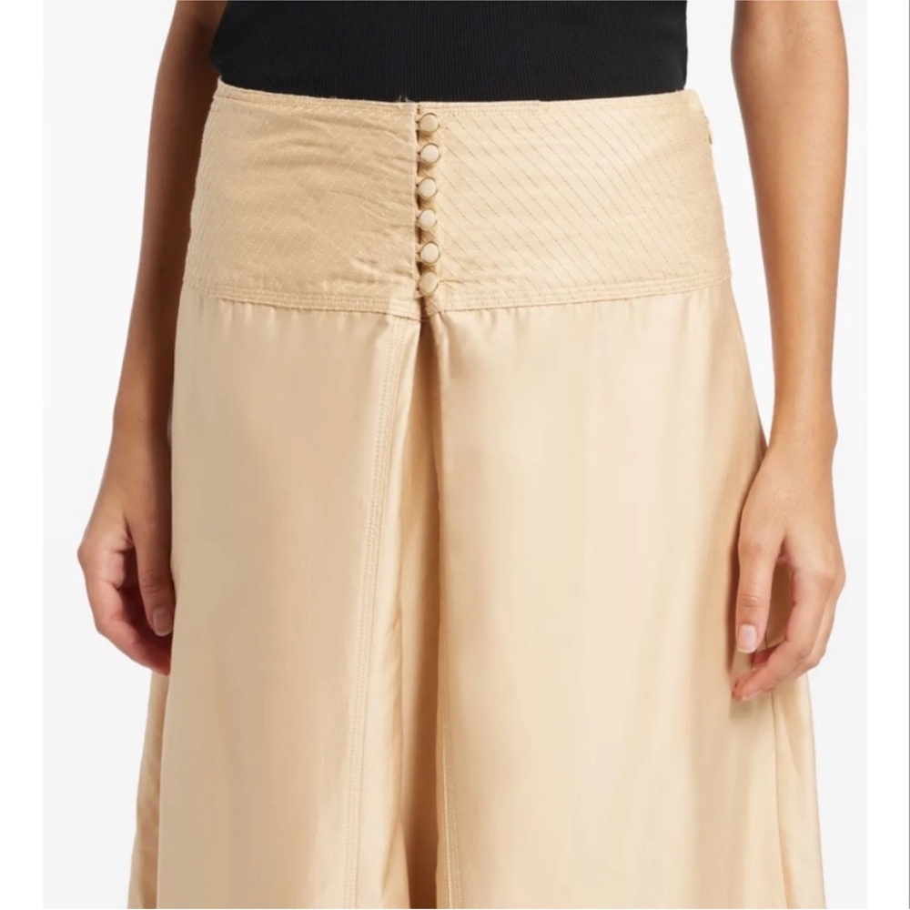 Farm Rio Skirt NWT Khaki Topstitching Yoke Organic Cotton‎ Maxi Skirt. Size XL - Picture 3 of 10